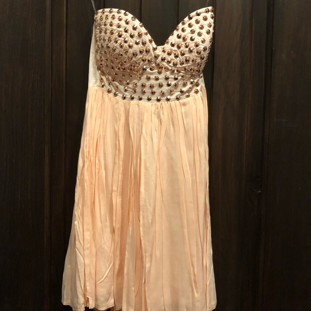 Blush Rose Gold Studded off the shoulder dress